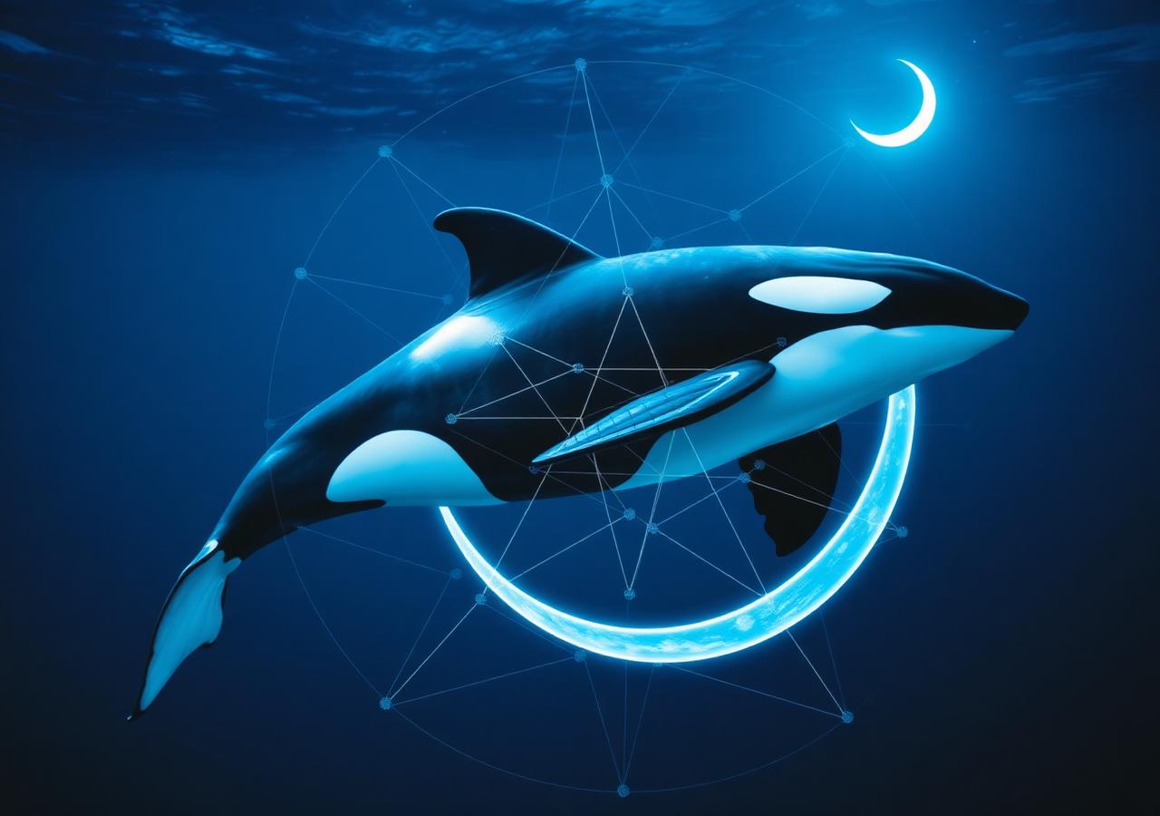 Mystical orca with sacred geometry
